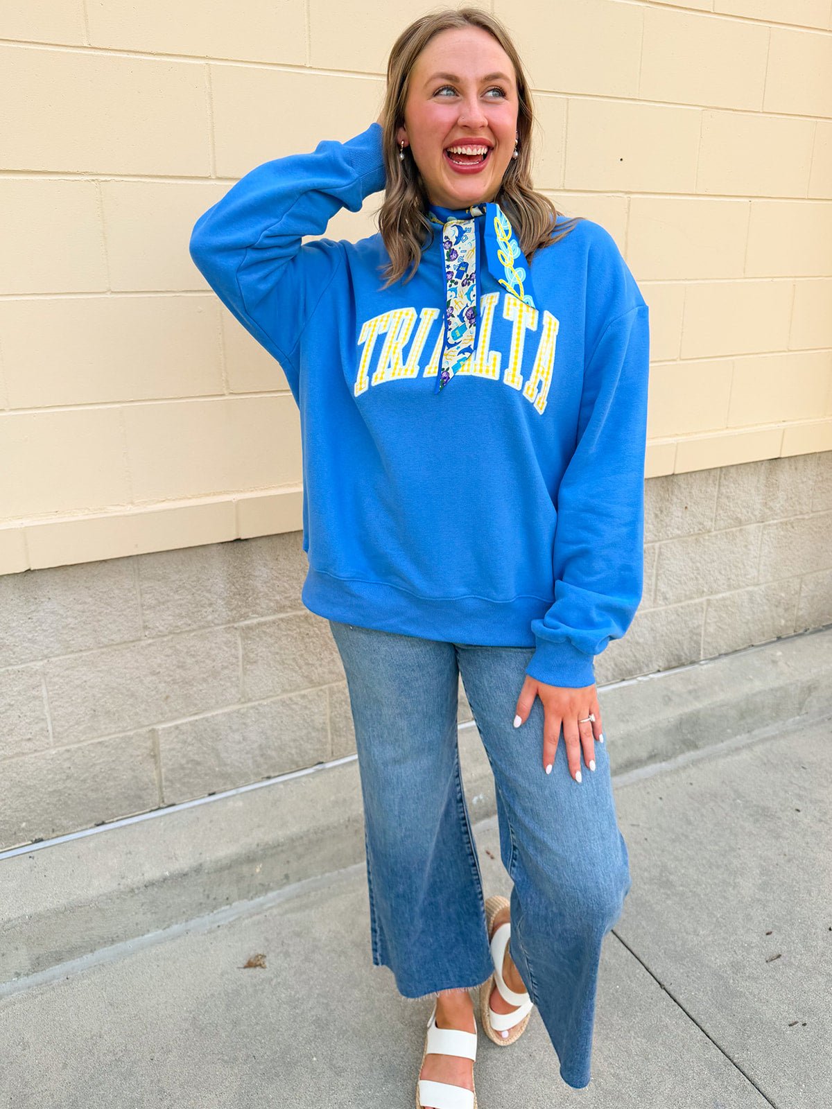 Tri Delta Mock Neck Sweatshirt - The Pink Pineapple 850