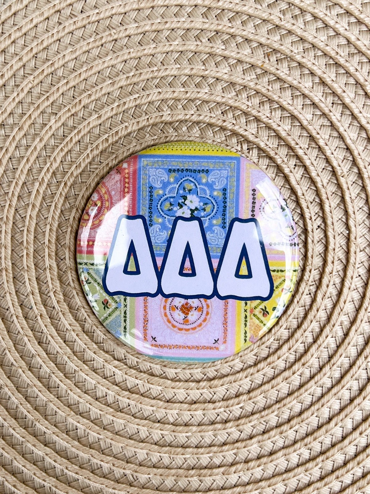 Tri Delta Pastel Bandana Button Pin - The Pink Pineapple 850