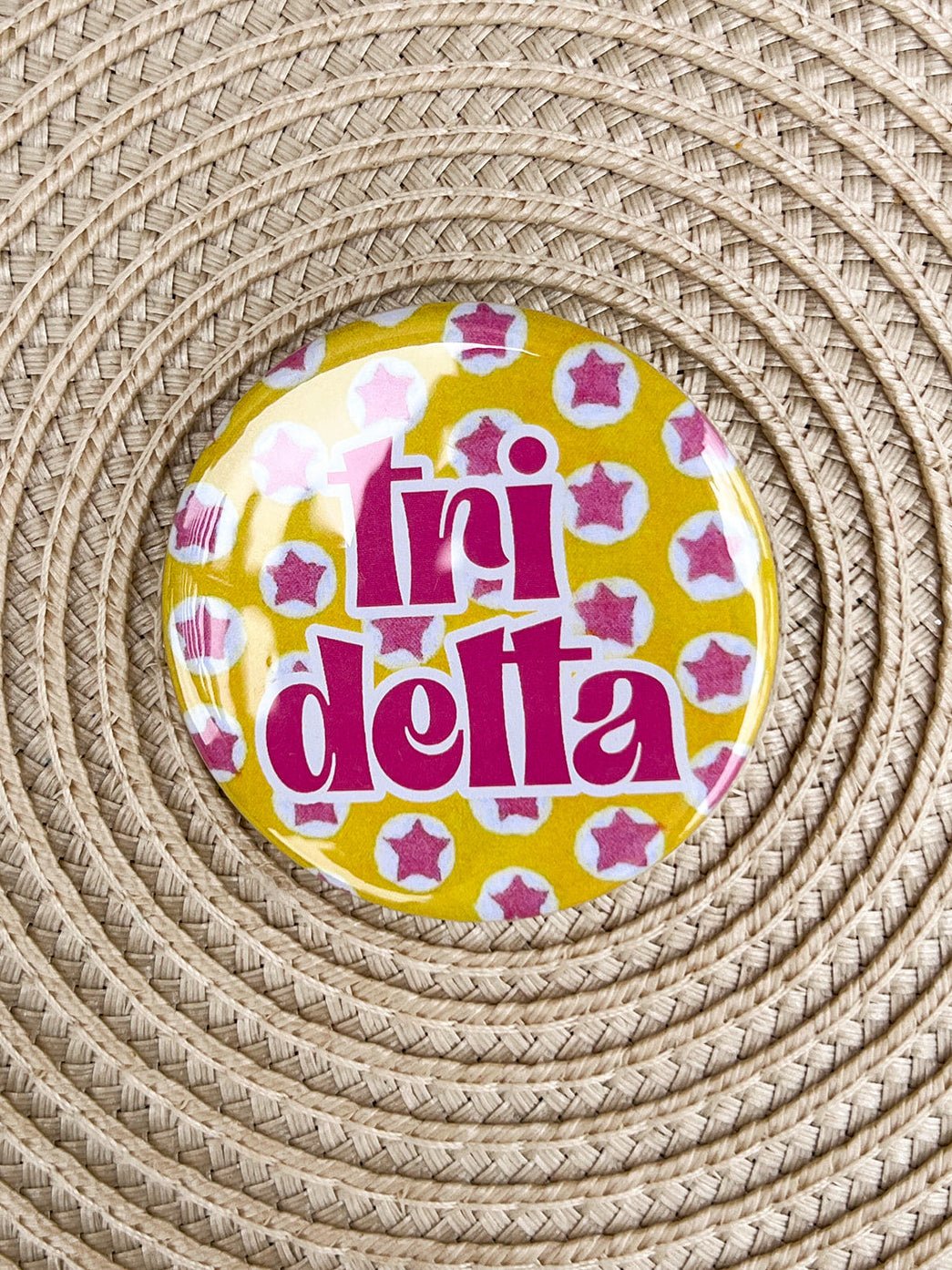 Tri Delta Pink Stars Button Pin - The Pink Pineapple 850