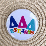 Tri Delta Rainbow Bubble Letters Button Pin - The Pink Pineapple 850