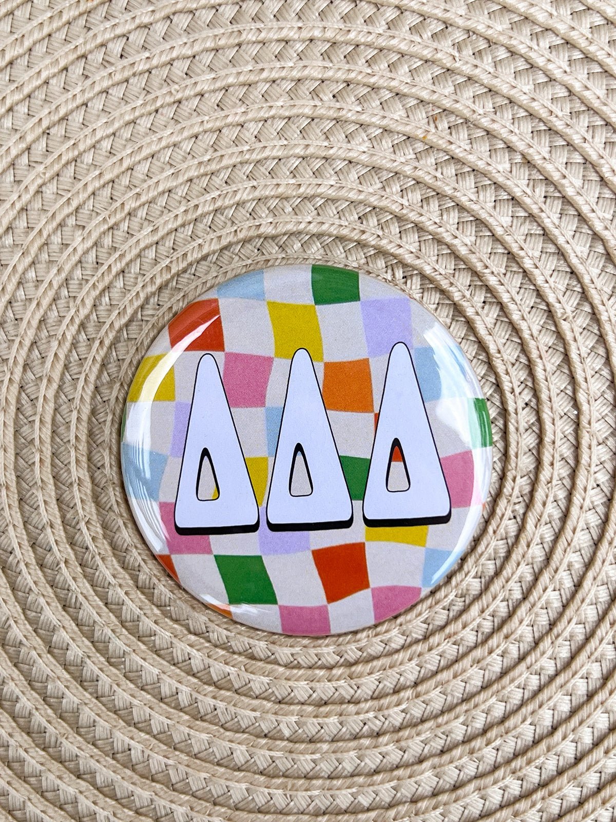 Tri Delta Rainbow Checkered Button Pin - The Pink Pineapple 850