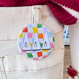 Tri Delta Rainbow Checkered Button Pin - The Pink Pineapple 850