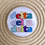 Tri Delta Retro Rainbow Button Pin - The Pink Pineapple 850