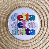 Tri Delta Retro Rainbow Button Pin - The Pink Pineapple 850