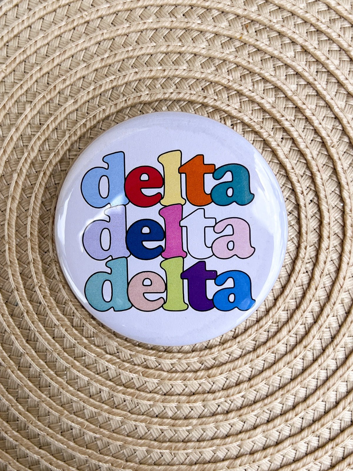 Tri Delta Retro Rainbow Button Pin - The Pink Pineapple 850