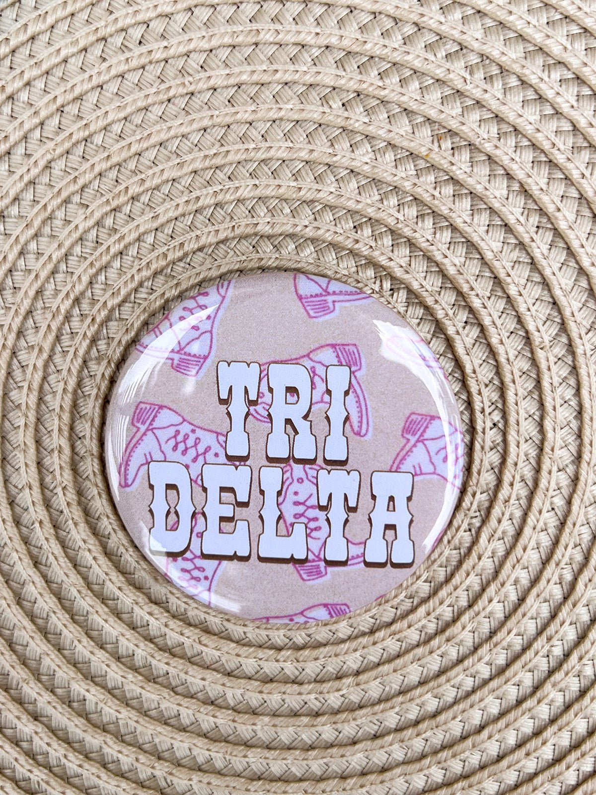 Tri Delta Western Boots Button Pin - The Pink Pineapple 850