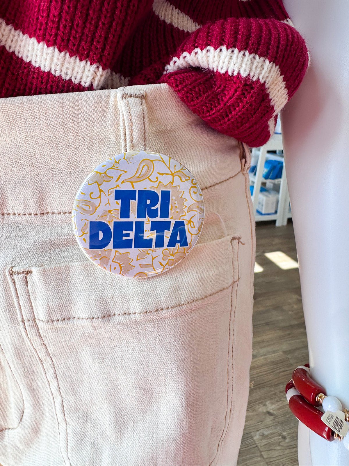 Tri Delta Yellow Floral Button Pin - The Pink Pineapple 850