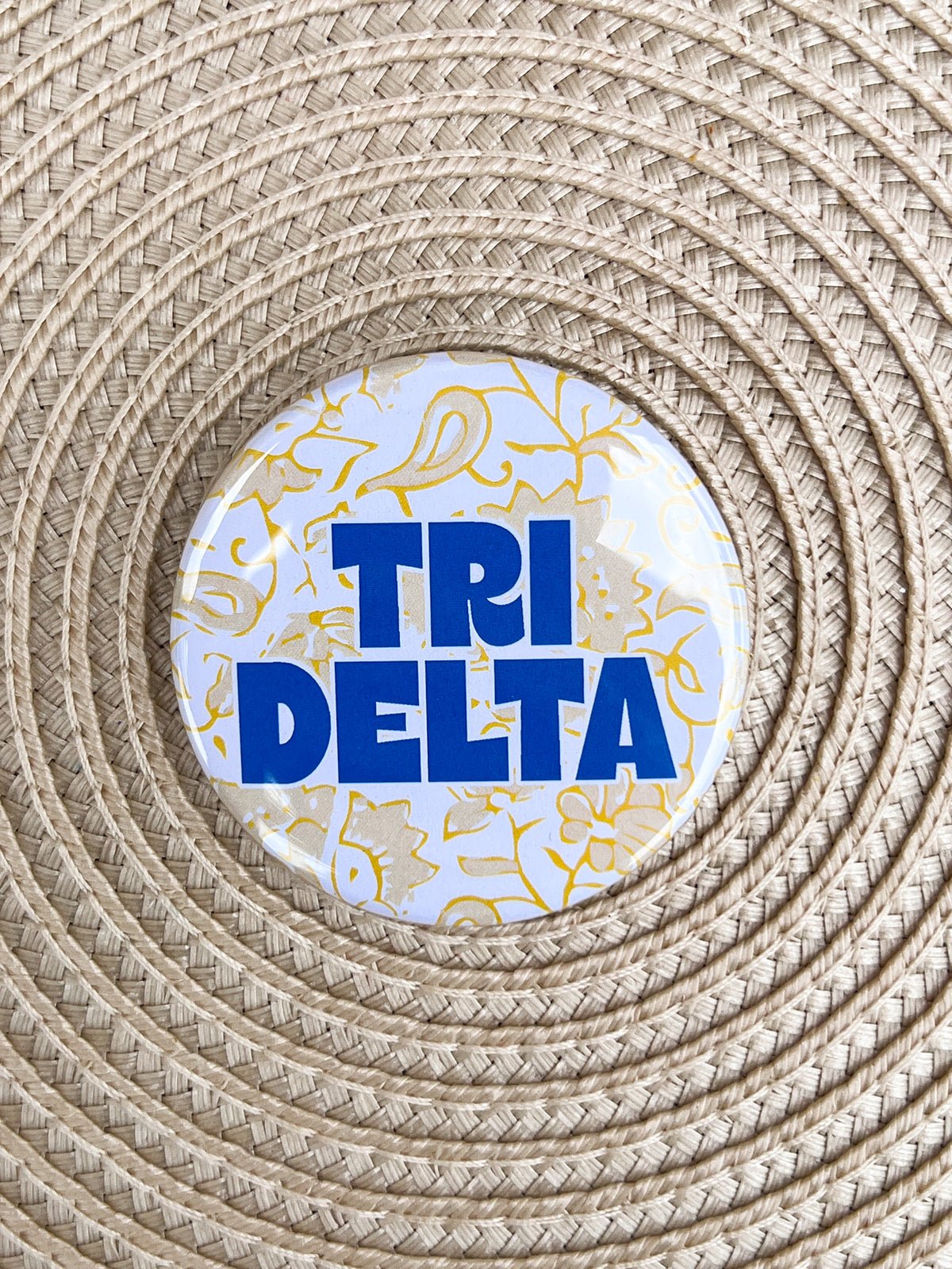 Tri Delta Yellow Floral Button Pin - The Pink Pineapple 850