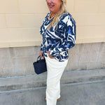[TRIBAL] Cotton Crew Neck Sweater in Blue Fog - The Pink Pineapple 850