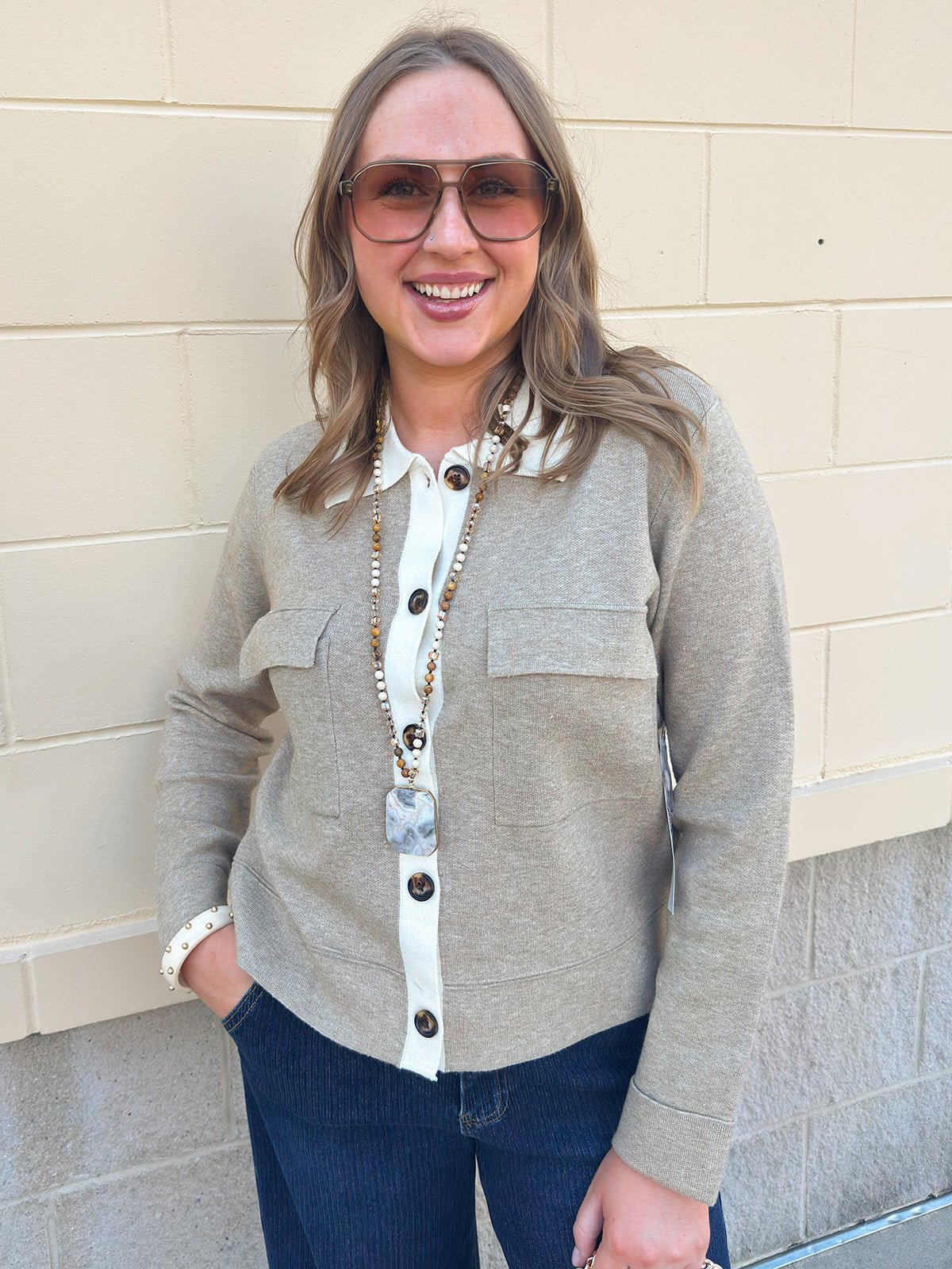 [TRIBAL] Crisp & Cozy Collard Cardigan - The Pink Pineapple 850