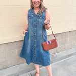 [TRIBAL] Fit-and-Flare Denim Dress - The Pink Pineapple 850