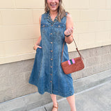 [TRIBAL] Fit-and-Flare Denim Dress - The Pink Pineapple 850