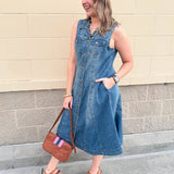 [TRIBAL] Fit-and-Flare Denim Dress - The Pink Pineapple 850