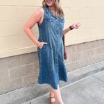[TRIBAL] Fit-and-Flare Denim Dress - The Pink Pineapple 850