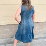 [TRIBAL] Fit-and-Flare Denim Dress - The Pink Pineapple 850