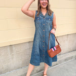 [TRIBAL] Fit-and-Flare Denim Dress - The Pink Pineapple 850