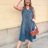 [TRIBAL] Fit-and-Flare Denim Dress - The Pink Pineapple 850