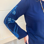[TRIBAL] Midnight Embroidered Bell Sleeve Sweater - The Pink Pineapple 850