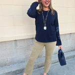 [TRIBAL] Midnight Embroidered Bell Sleeve Sweater - The Pink Pineapple 850