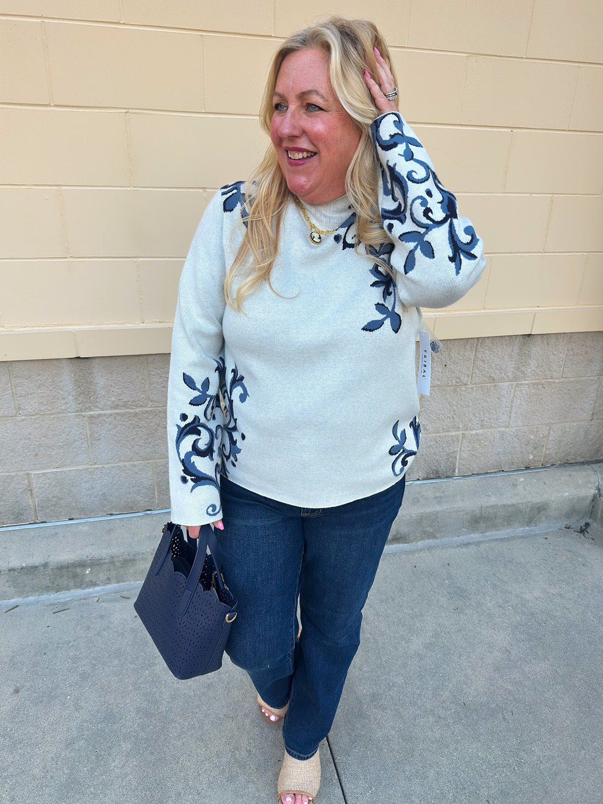 [TRIBAL] Moonstone Luxe Funnel Neck Sweater - The Pink Pineapple 850