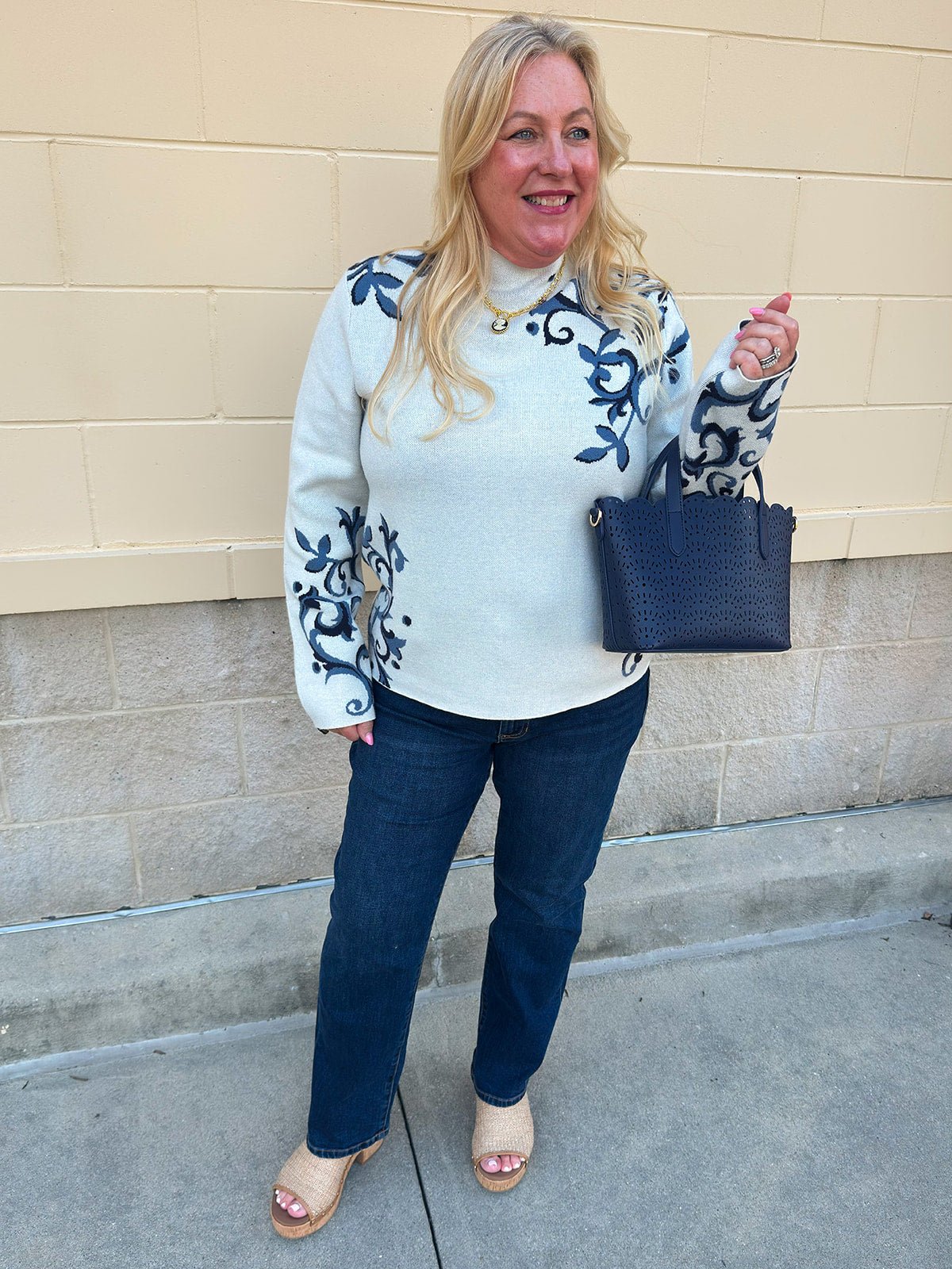 [TRIBAL] Moonstone Luxe Funnel Neck Sweater - The Pink Pineapple 850
