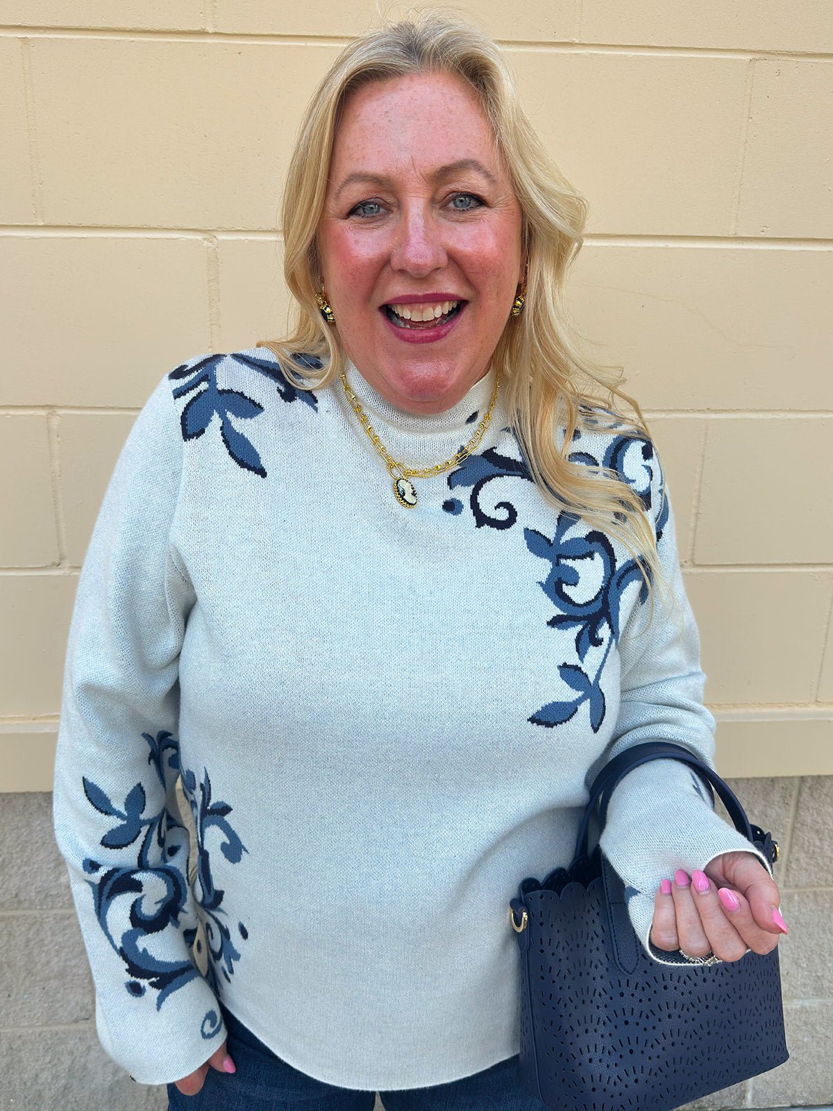 [TRIBAL] Moonstone Luxe Funnel Neck Sweater - The Pink Pineapple 850