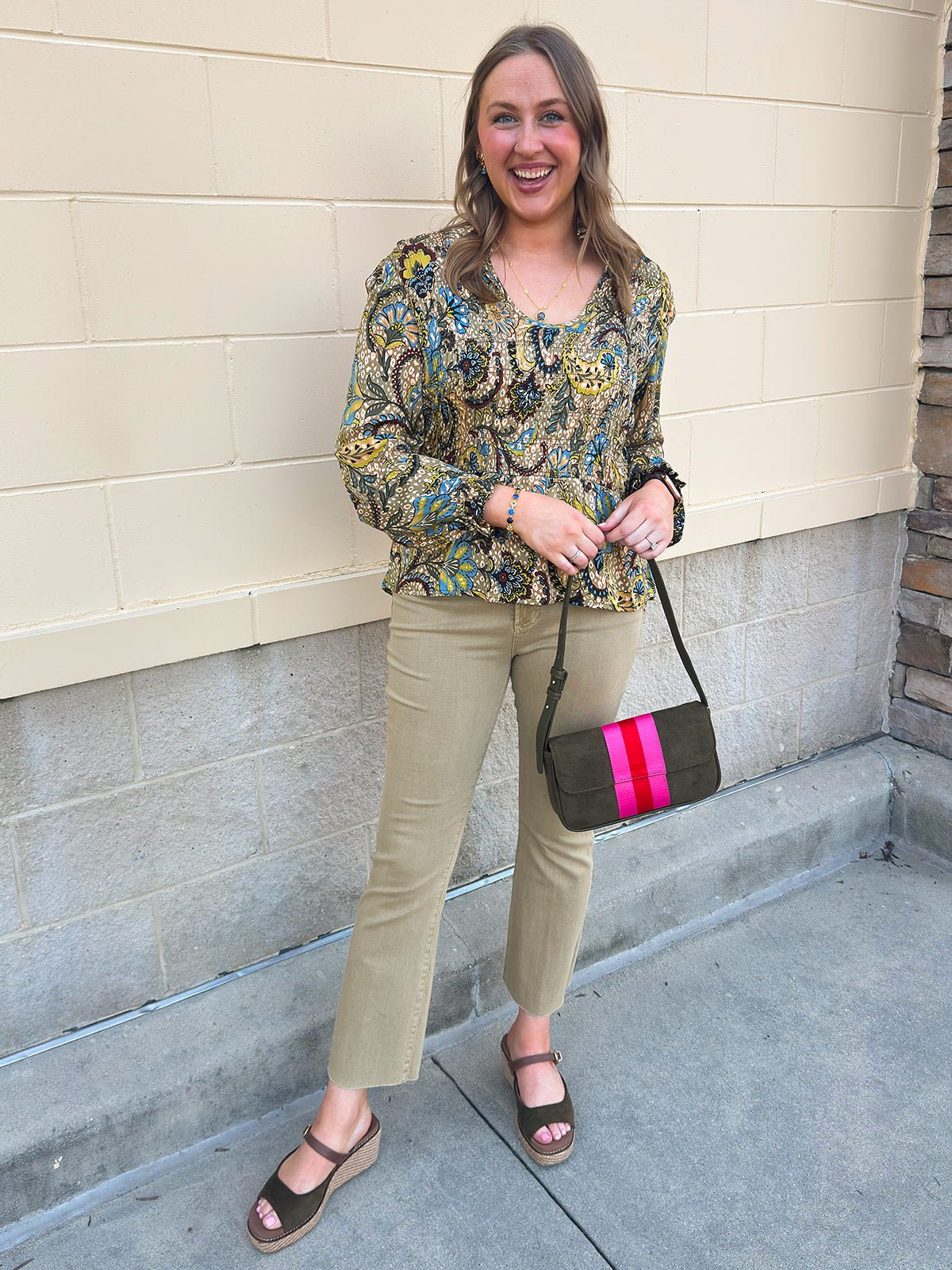 [TRIBAL] Paisley Ruffle Blouse in Aloe - The Pink Pineapple 850