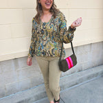 [TRIBAL] Paisley Ruffle Blouse in Aloe - The Pink Pineapple 850