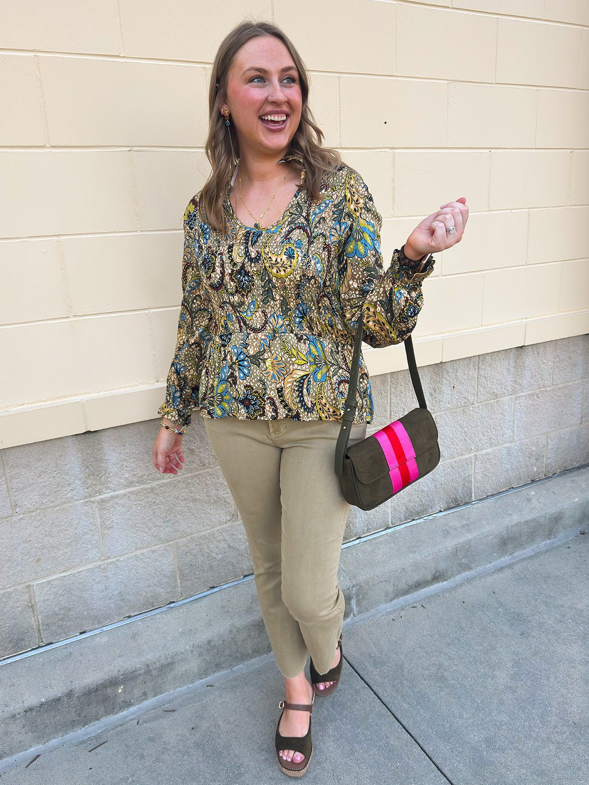 [TRIBAL] Paisley Ruffle Blouse in Aloe - The Pink Pineapple 850