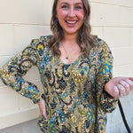 [TRIBAL] Paisley Ruffle Blouse in Aloe - The Pink Pineapple 850