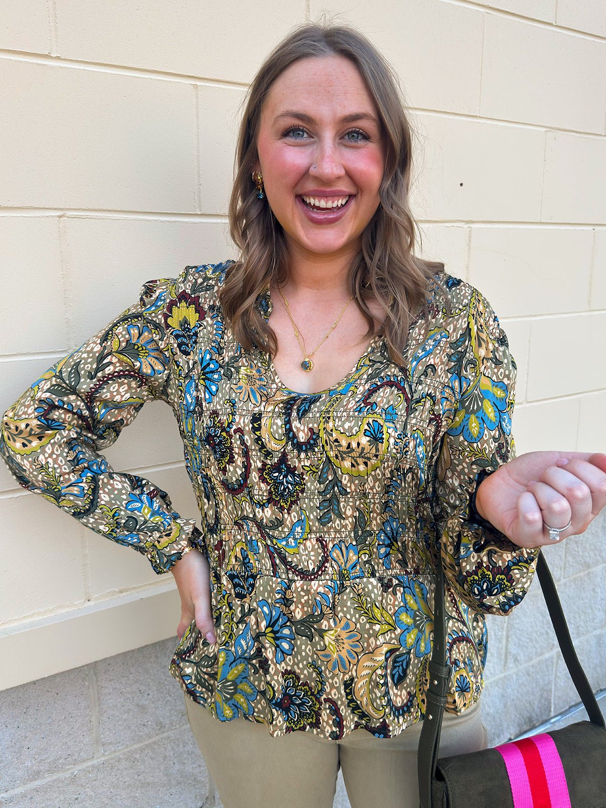 [TRIBAL] Paisley Ruffle Blouse in Aloe - The Pink Pineapple 850