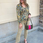 [TRIBAL] Paisley Ruffle Blouse in Aloe - The Pink Pineapple 850