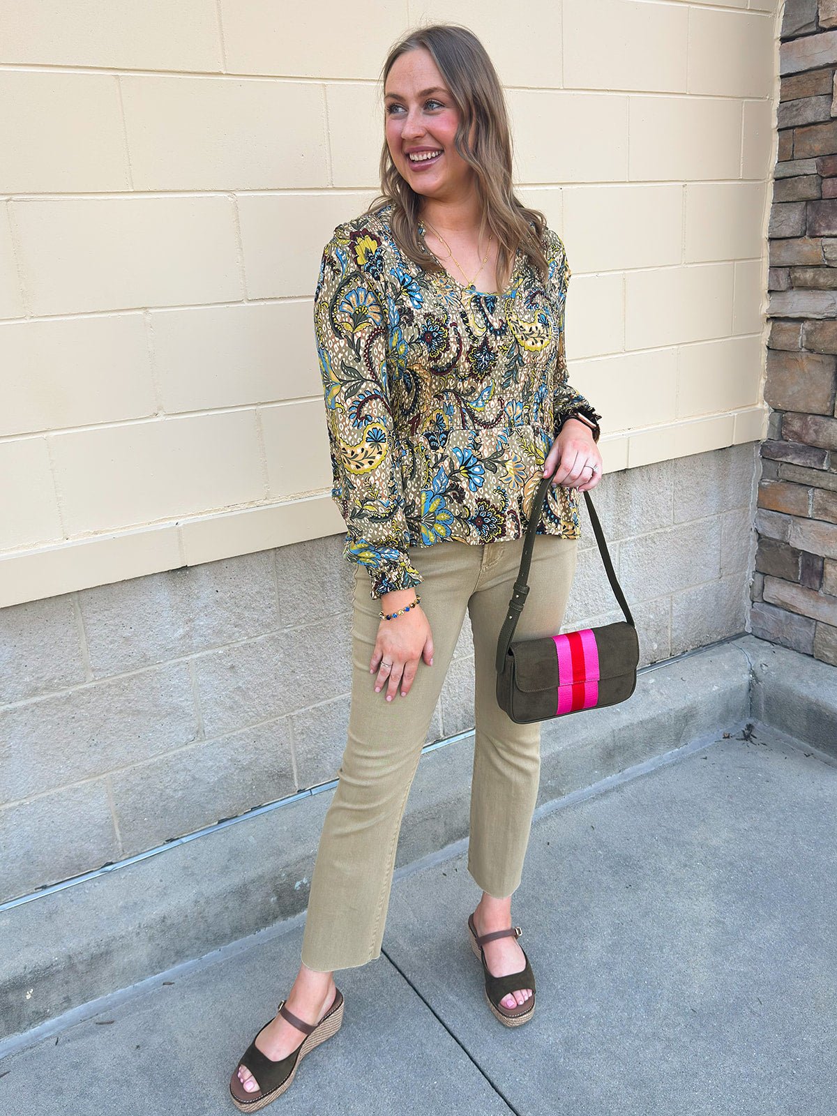 [TRIBAL] Paisley Ruffle Blouse in Aloe - The Pink Pineapple 850