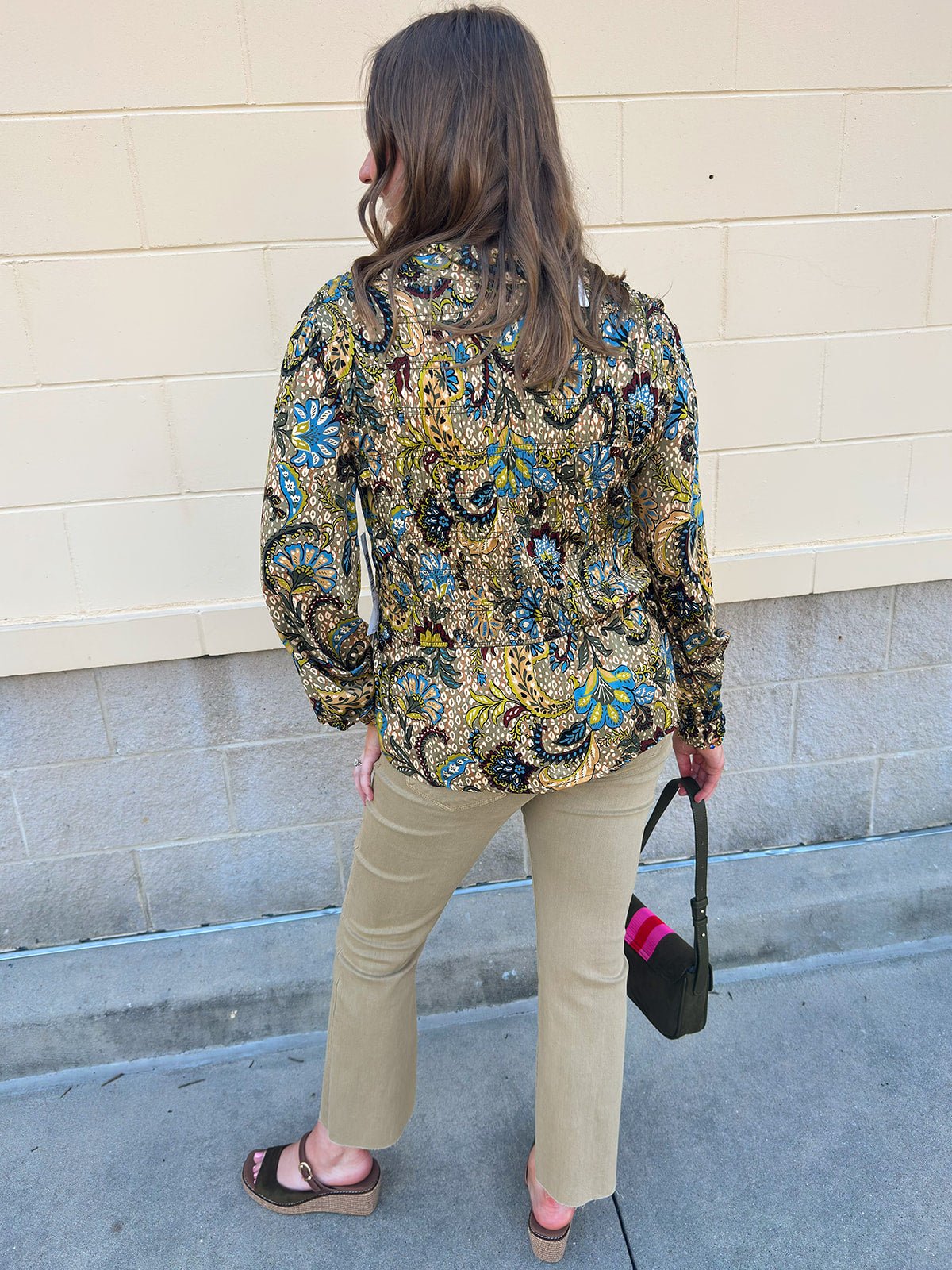 [TRIBAL] Paisley Ruffle Blouse in Aloe - The Pink Pineapple 850