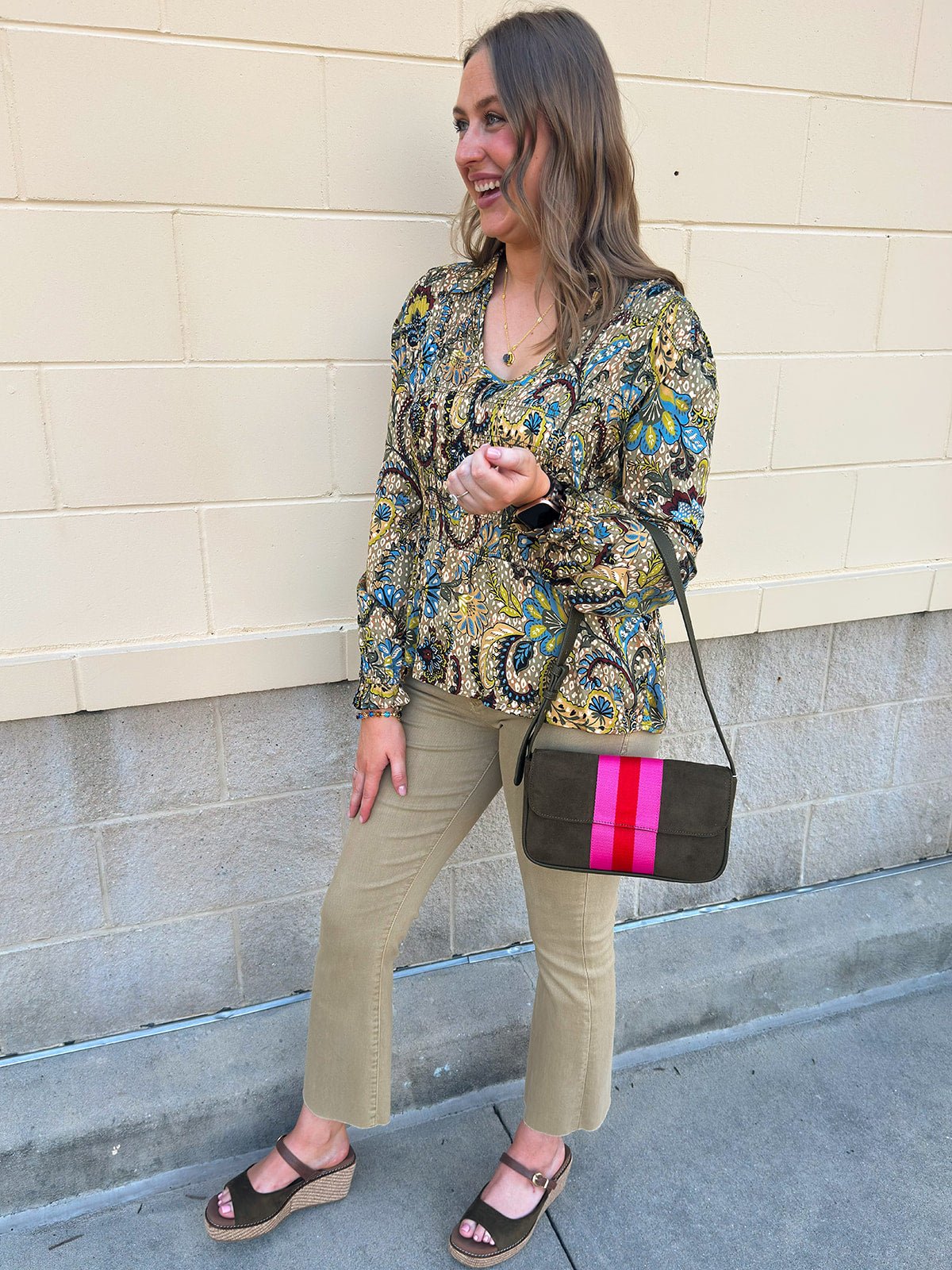 [TRIBAL] Paisley Ruffle Blouse in Aloe - The Pink Pineapple 850