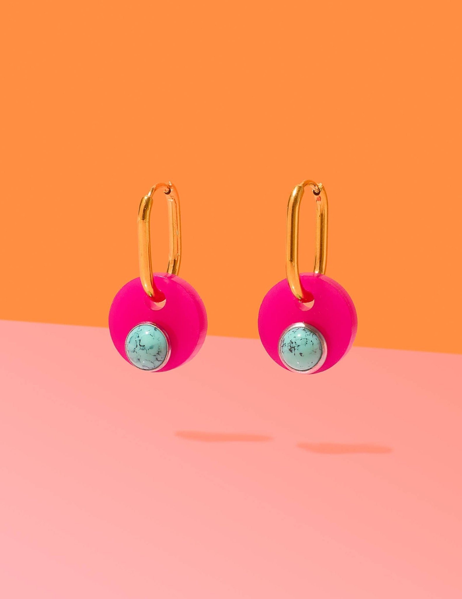 [Tribe + Temple] Deco Glam Medallion Oval Hoops – Pink - The Pink Pineapple 850