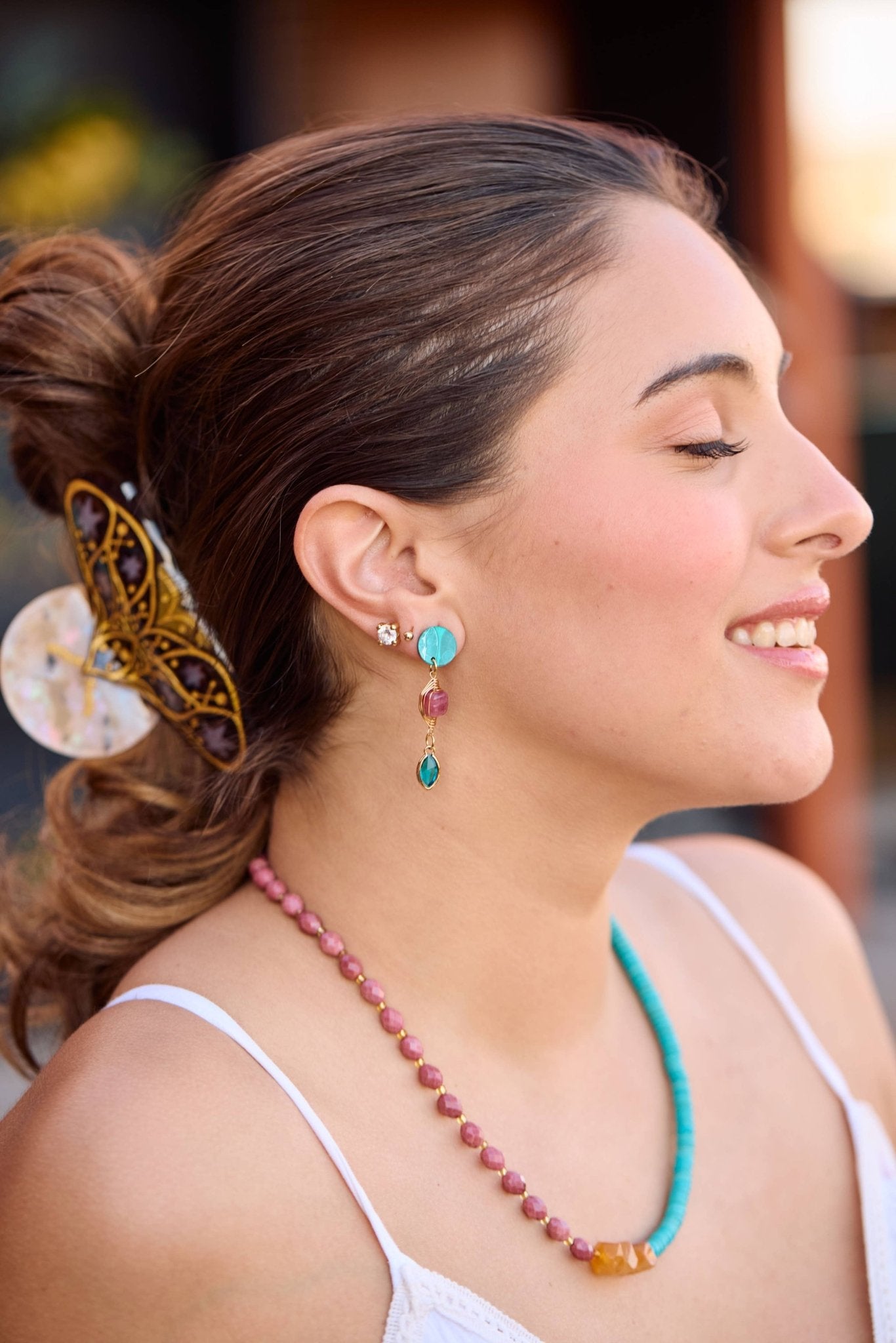 [Tribe + Temple] Good Fortune Jade Glam Dangles - The Pink Pineapple 850