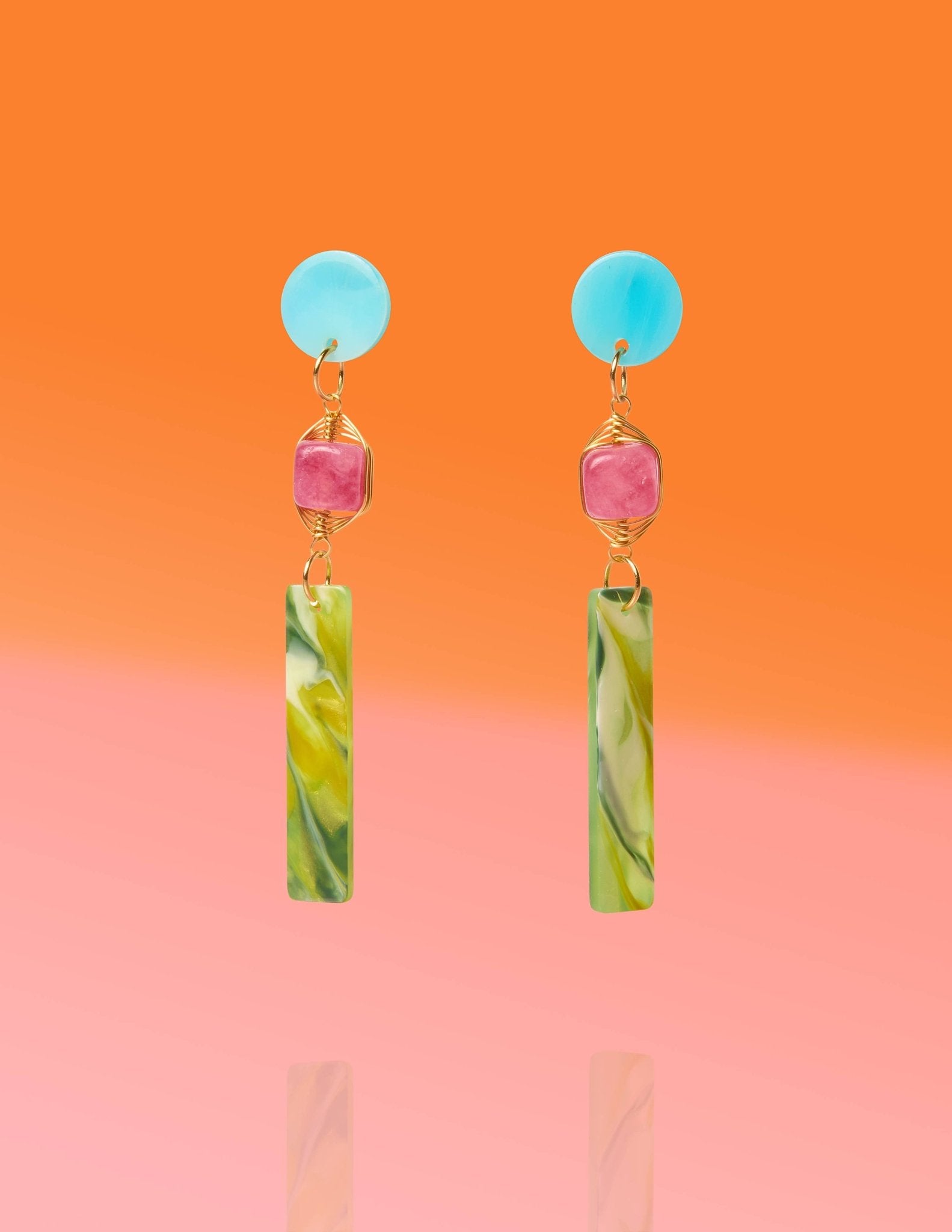 [Tribe + Temple] Jade Tropical Dangles - The Pink Pineapple 850