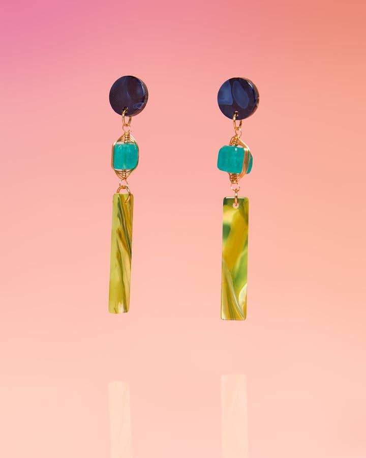[Tribe + Temple] Lupe Jade Tropical Dangles - The Pink Pineapple 850