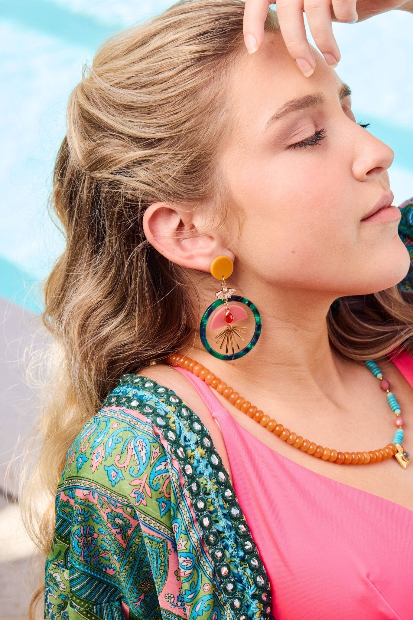 [Tribe + Temple] Tropic Glam Hoops - The Pink Pineapple 850