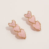 Triple Heart Beaded Drop Earrings - The Pink Pineapple 850