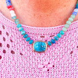 Turquoise Tide Pendant Beaded Necklace - The Pink Pineapple 850