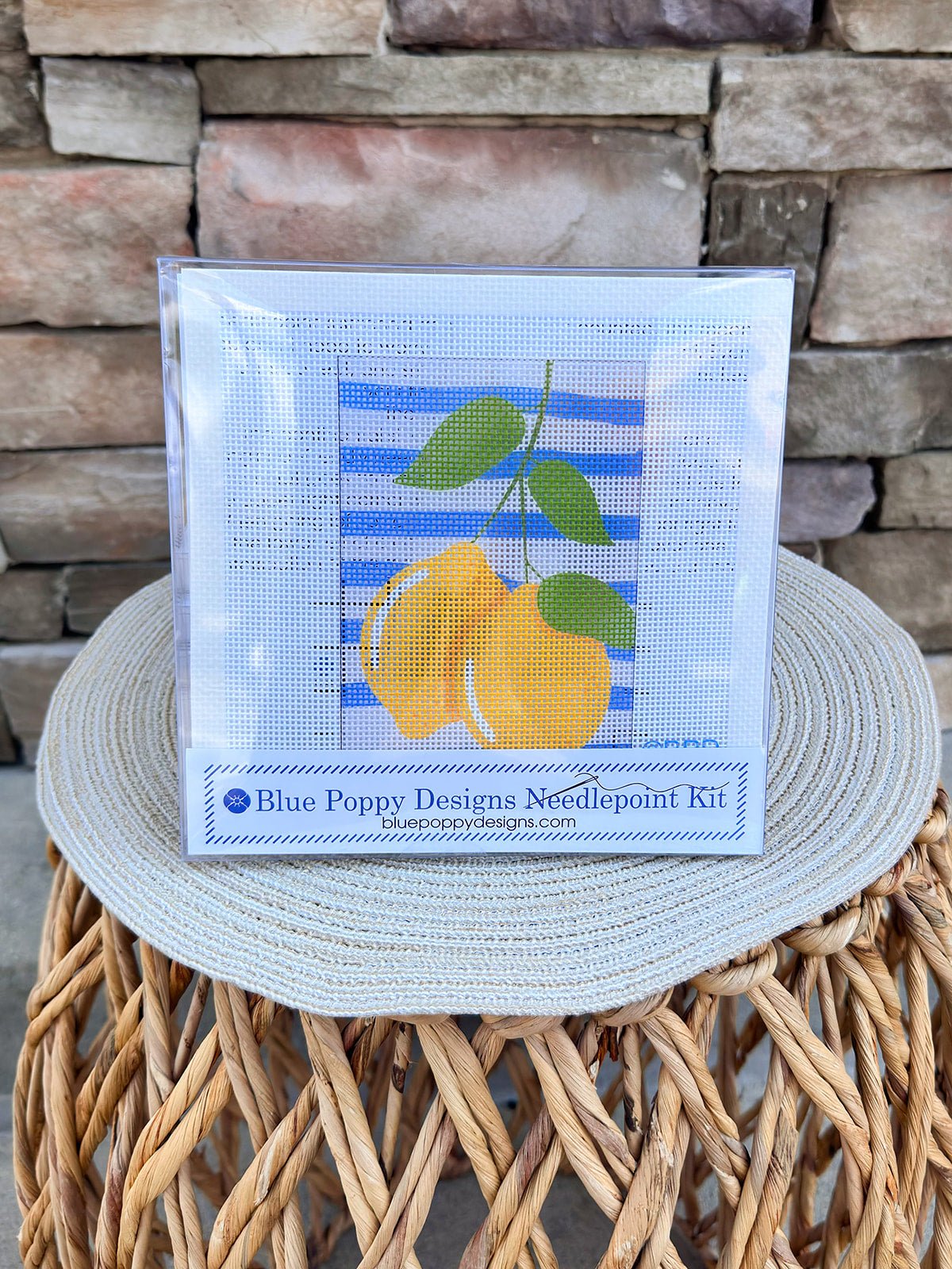 Two Lemons on Blue Stripes Needlepoint Kit - The Pink Pineapple 850