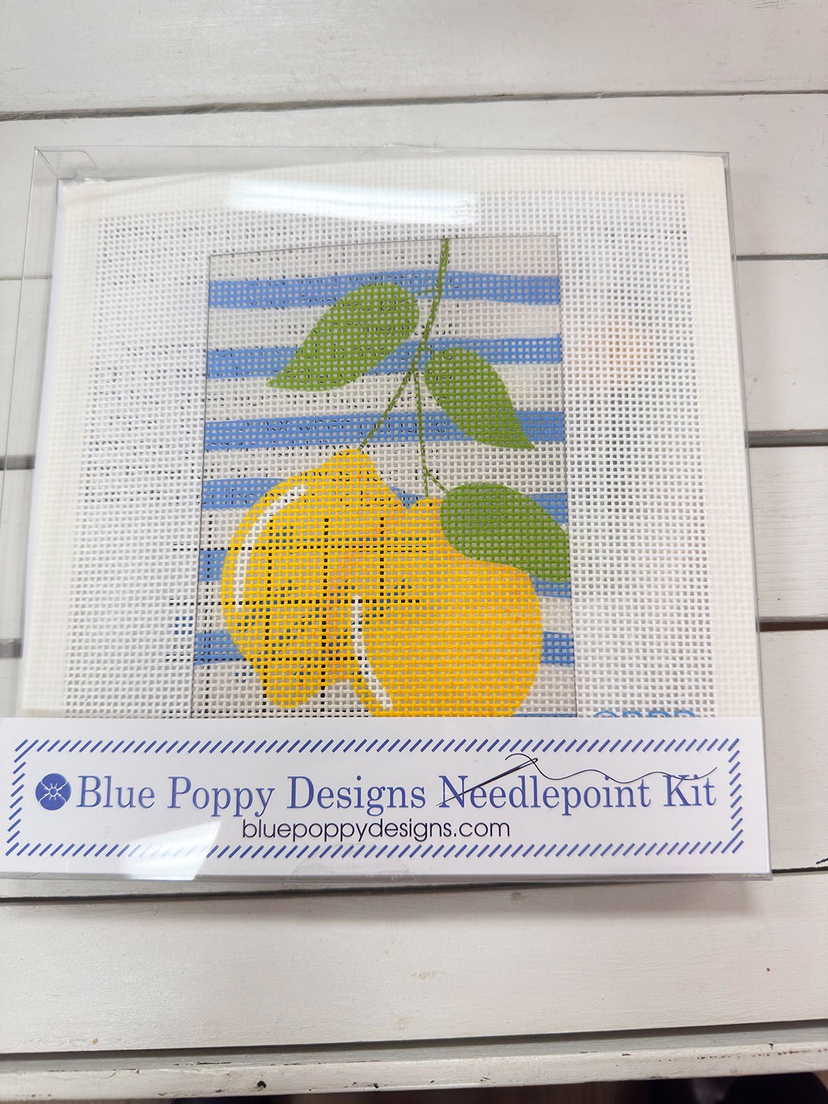 Two Lemons on Blue Stripes Needlepoint Kit - The Pink Pineapple 850