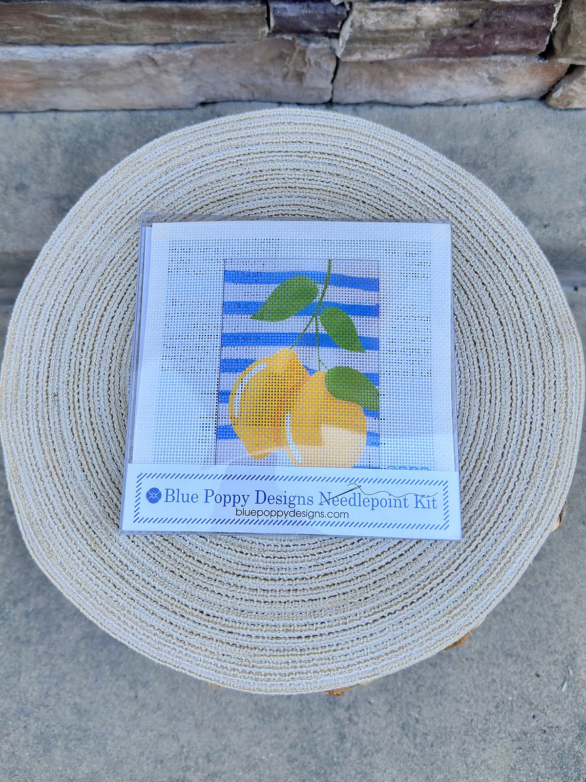 Two Lemons on Blue Stripes Needlepoint Kit - The Pink Pineapple 850