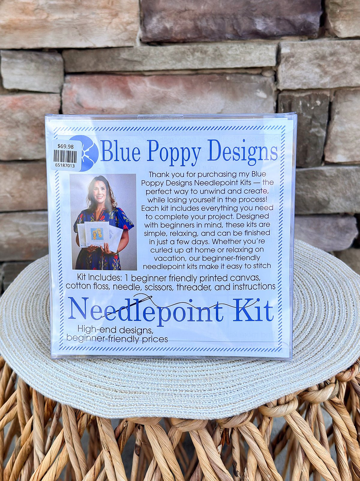 Two Lemons on Blue Stripes Needlepoint Kit - The Pink Pineapple 850