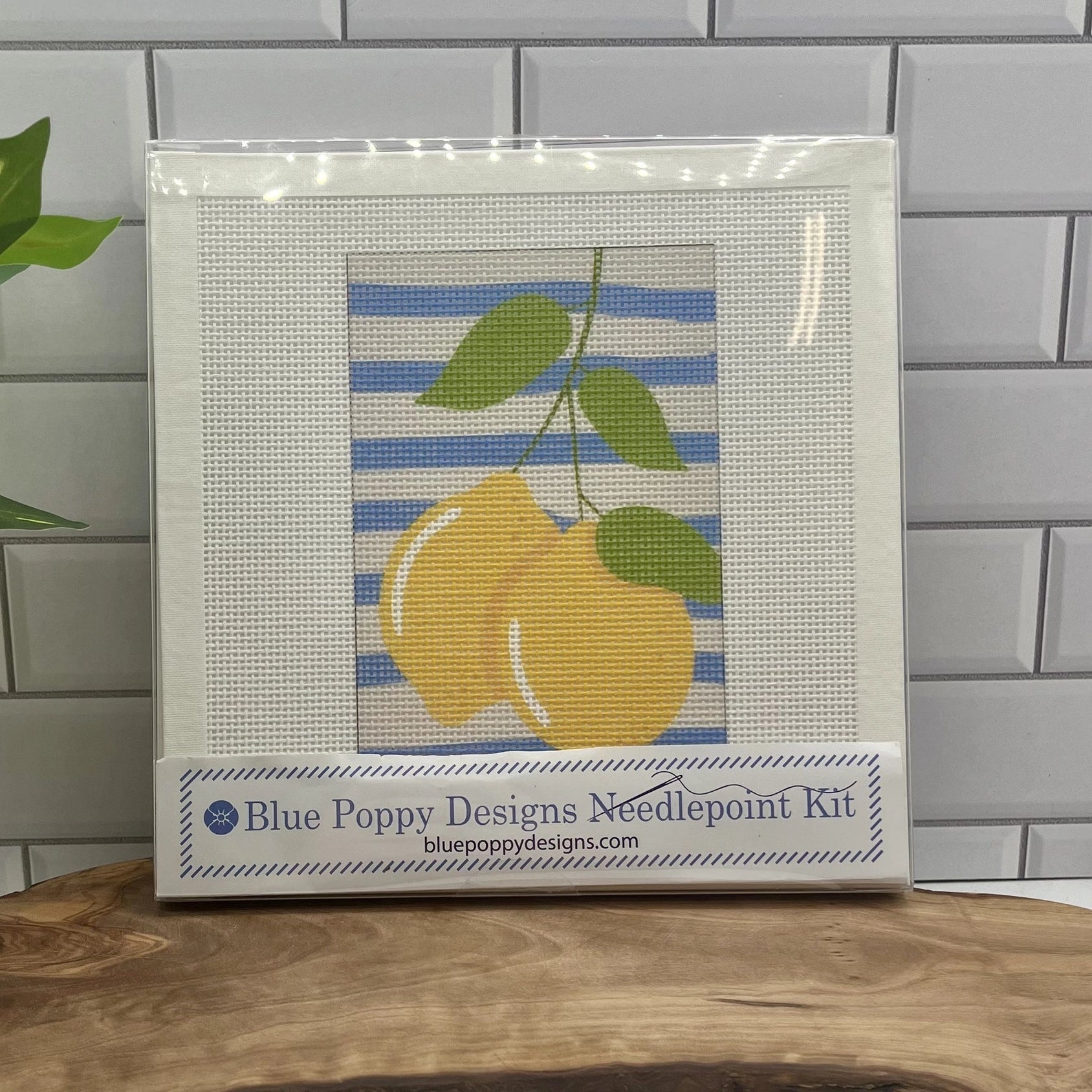 Two Lemons on Blue Stripes Needlepoint Kit - The Pink Pineapple 850