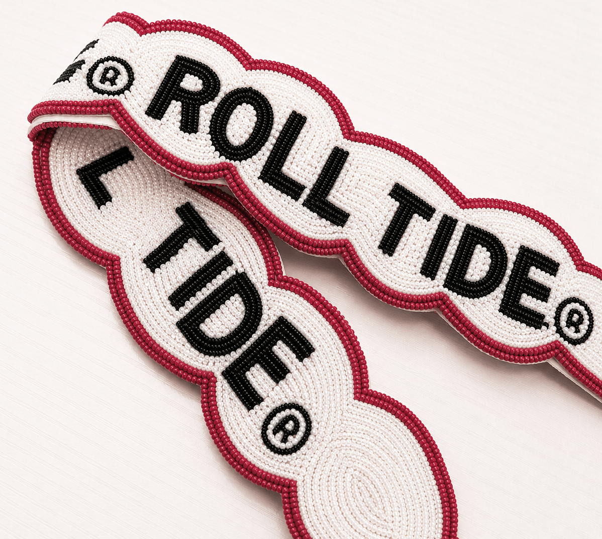 University of Alabama Fully Beaded Scalloped Purse Strap - The Pink Pineapple 850