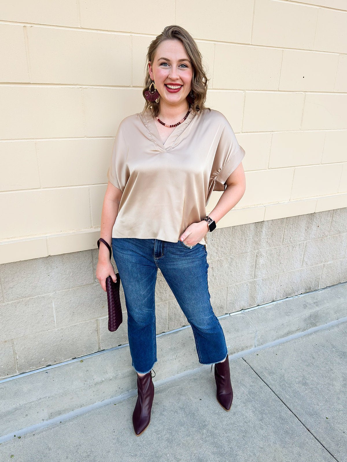 Valencia Pointed Toe Ankle Boot in Garnet - The Pink Pineapple 850