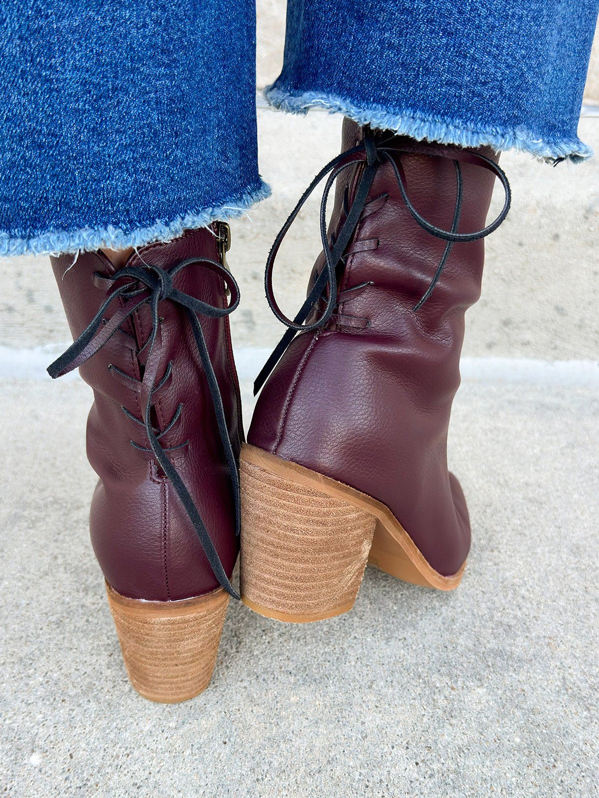 Valencia Pointed Toe Ankle Boot in Garnet - The Pink Pineapple 850